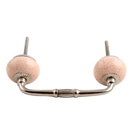 Baby Pink Crackle Ceramic Bridge Handle